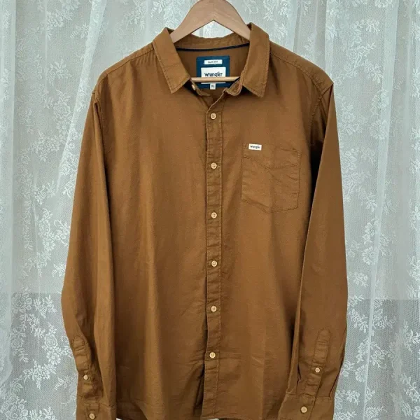 (XL) Wrangler Slim-Fit Cotton Shirt - Brown (WR-002)